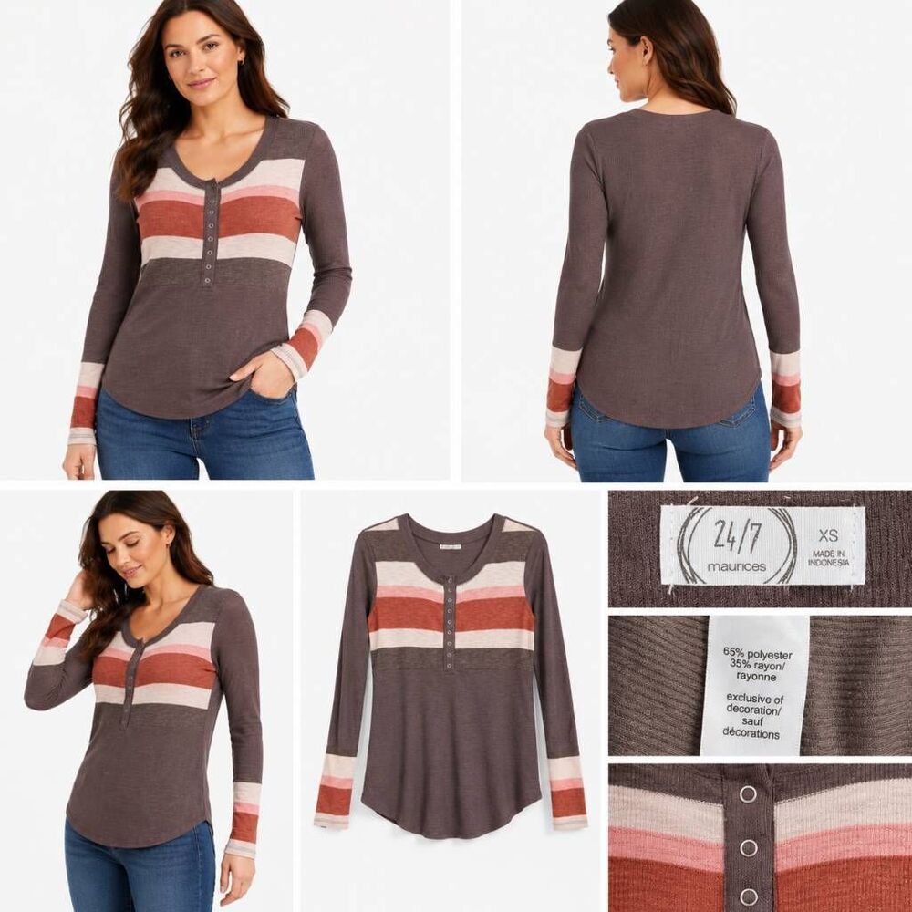 Maurices 24/7 Colorblock Henley Top XS